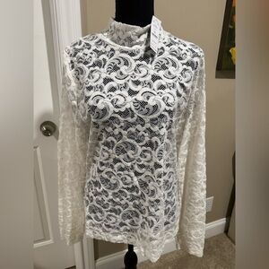 WHBM Elegant White Lace Top NWT